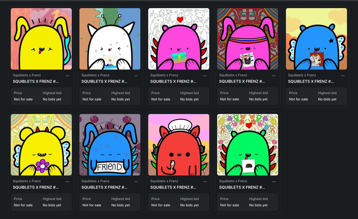jaystansfield's tweet photo. Hello and good morning!
If you haven’t seen Squiblets yet, it’s a collaborative project between The Squibbles® and five AMAZING young artists: Jack Tuber, Teresa Melvin, Rainbow Mosho, Rosewolf and Anastasia.
Here are the mints so far!
Link in my bio 🌈💛
#Squiblets https://t.co/U3mFsvG5YE