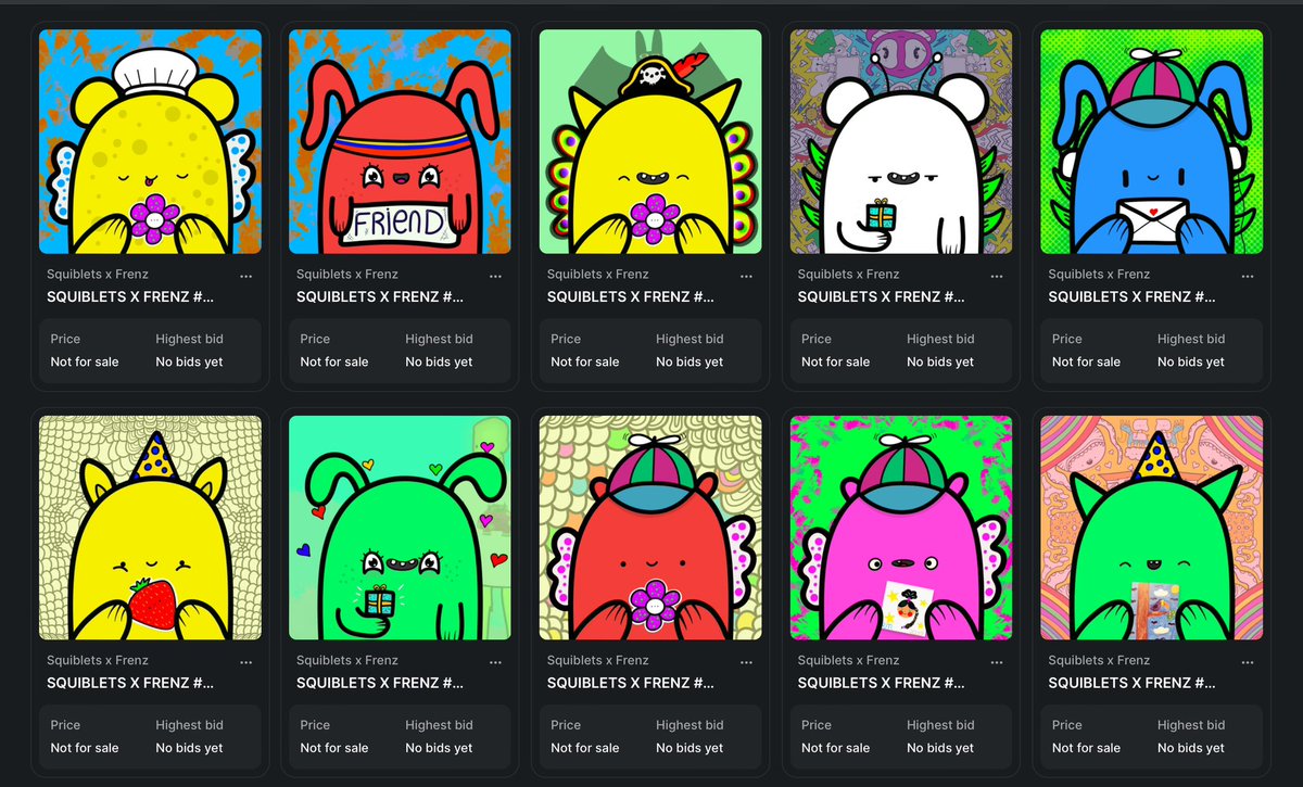 jaystansfield's tweet photo. Hello and good morning!
If you haven’t seen Squiblets yet, it’s a collaborative project between The Squibbles® and five AMAZING young artists: Jack Tuber, Teresa Melvin, Rainbow Mosho, Rosewolf and Anastasia.
Here are the mints so far!
Link in my bio 🌈💛
#Squiblets https://t.co/U3mFsvG5YE