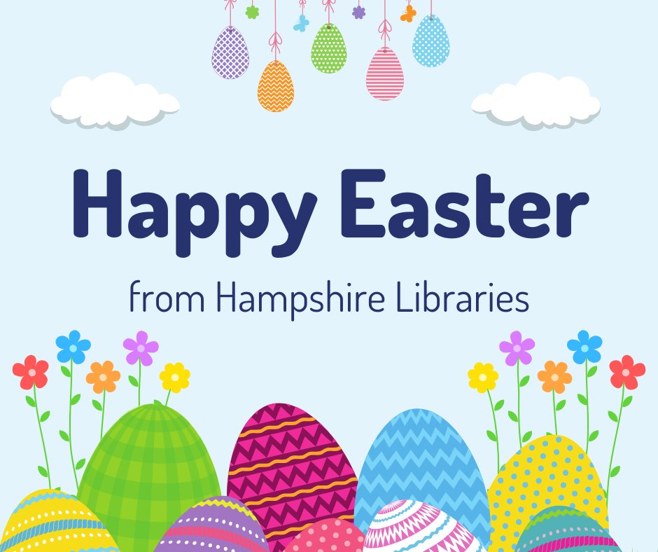 Happy Easter from Hampshire Libraries! 🐰🐣 Whilst our libraries are closed for the bank holiday, why not try out our eTitles on BorrowBox, or eNewspapers on PressReader? hampshire.borrowbox.com pressreader.com/catalog