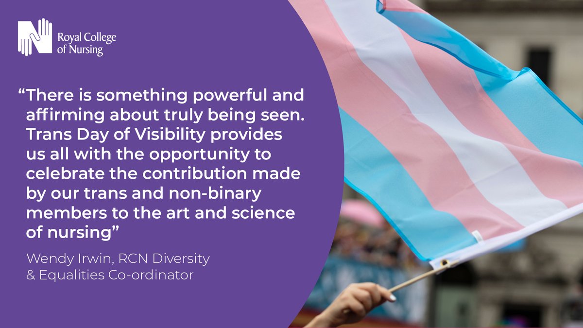 Trans and gender-diverse patients continue to experience worse health outcomes, discrimination, and poor mental health. Our members raised this at RCN Congress, and we continue to urge the UK government to stop playing politics with people's health. #TDoV #TransDayofVisibility