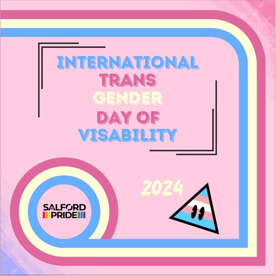 Today we observe Transgender Day of Visibility🏳️‍⚧️ We celebrate the joy & resilience of trans & non-binary people in Salford, the UK and worldwide. Salford Pride continues to support, & raise awareness for, trans people throughout the year.