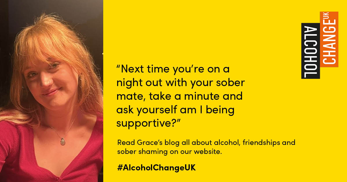'Next time you’re on a night out with your sober mate, take a minute and ask yourself am I being supportive?' It may just be a night off or a more permanent path of sobriety, but no matter the reason, it deserves to be respected. Read Grace's blog: alcoholchange.org.uk/blog/2023/your…