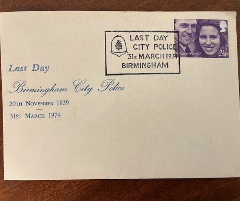 50 years ago, when Birmingham City Police formally merged with Coventry and West Midlands Constabulary to form @WMPolice, the Royal Mail marked the occasion by franking their envelopes as shown in this photo! #WeAre50