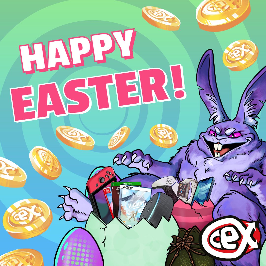 Happy Easter From all of us at CeX! Gifting games & gadgets this Holiday doesn’t need to cost the Earth. 🐰♻️🌍 Get what they really want for less at CeX and help us reduce e-waste in the process. #CeX #Tech #Easter #Gaming #Smartphone