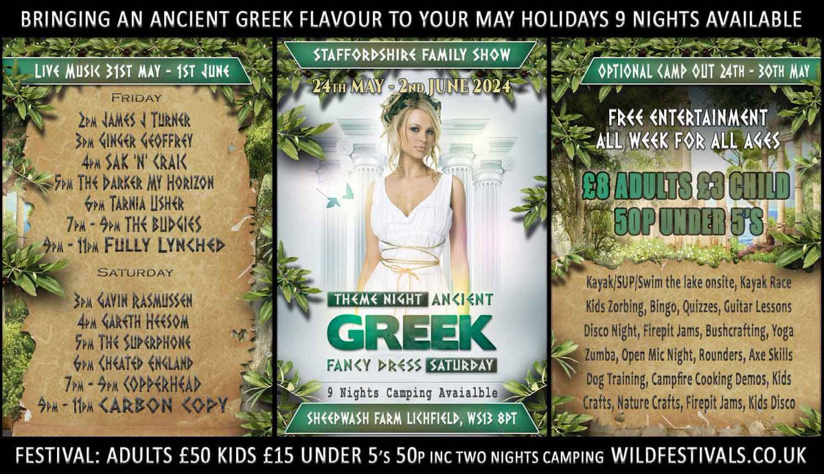 TheSuperphone (@superphoneband) on Twitter photo We are back at Wildfest Staffordshire on Sat 1st June 2024. Performing in the Marque at 5pm. Ancient Greek theme. Live music Friday 31st May & Saturday 1st June. Camping available from 24th May to 2nd June. wildfestivals.co.uk/staffordshire_β¦ <a href="/WildFestivals/">WildFestivals</a> <a href="/candmclub/">Caravan and Motorhome Club</a> <a href="/ElyFolk/">Ely Folk Festival</a> #musicfestival We are back at Wildfest Staffordshire on Sat 1st June 2024. Performing in the Marque at 5pm. Ancient Greek theme. Live music Friday 31st May & Saturday 1st June. Camping available from 24th May to 2nd June. wildfestivals.co.uk/staffordshire_β¦ <a href="/WildFestivals/">WildFestivals</a> <a href="/candmclub/">Caravan and Motorhome Club</a> <a href="/ElyFolk/">Ely Folk Festival</a> #musicfestival