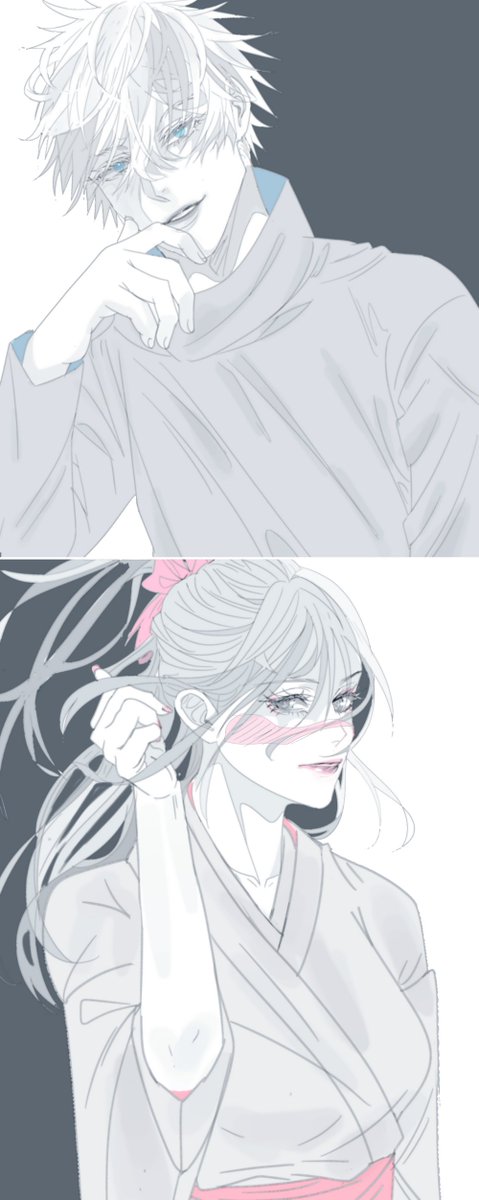 #gojohime #gouta #五歌 #고죠우타 
Gojo thinks something like: 'This woman is beautiful.'
Utahime muttering to herself: 'He's staring again?'