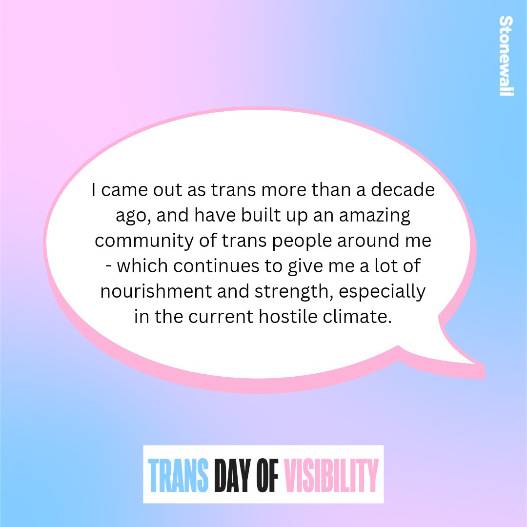 Today is #TransDayofVisibility! 🏳️‍⚧️

With hate against trans people on the rise, it can be hard to find space to celebrate the joys of visibility.

This #TDOV, we're reflecting on the value of visibility and how it can transform the lives of our loved ones 👇
 
Learn more about