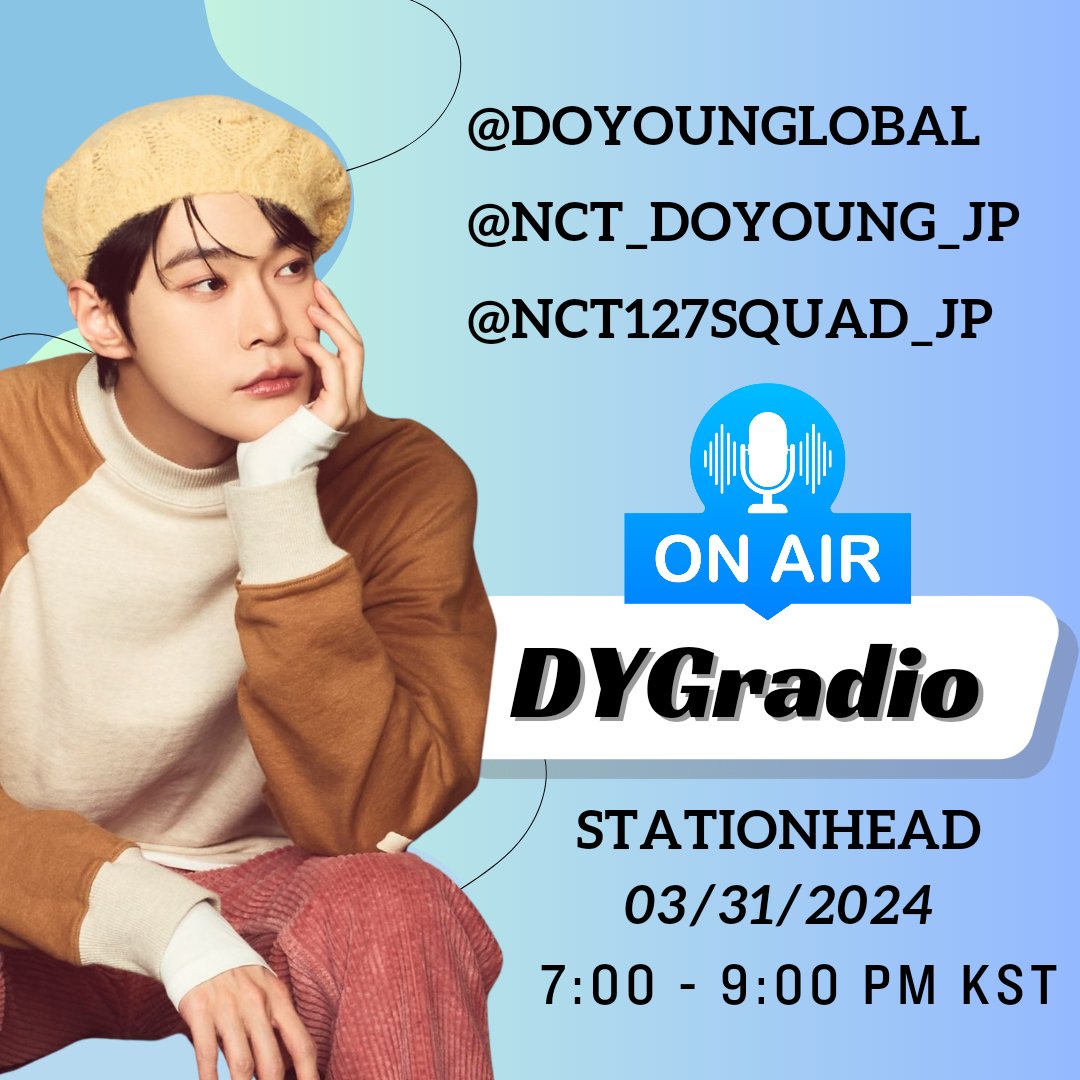 doyounglobal's tweet photo. [240331] STATIONHEAD 🐰🎶

See you tonight! 💙💙💙 

@doyounglobal 
@nct_doyoung_jp 
@NCT127squad_JP 
⏰️ 7:00-9:00 PM KST 
🎧 https://t.co/OsaldbKTcM 

#DYGstream 
#DOLOiscoming https://t.co/QxNM7q3uXv