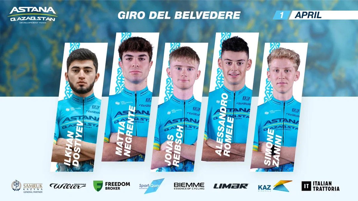 🇮🇹 ROSTER: @GiroBelvedere After a short break, we will be back to racing tomorrow in Italy. #AstanaQazDev #GirodelBelvedere
