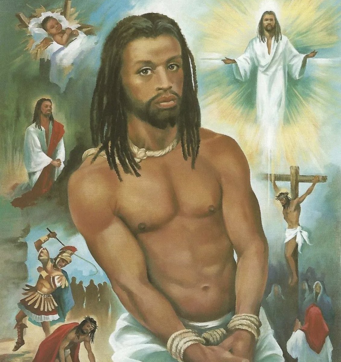 Wishing everyone who is celebrating #Easter, a peaceful and lovely time. 

This iconic artwork of #Jesus was done by Vincent Barzoni - who was born and brought up in New York. 🎨🖼️

How many of you had this beautiful picture on your wall growing up? 👑👏🏾😊
