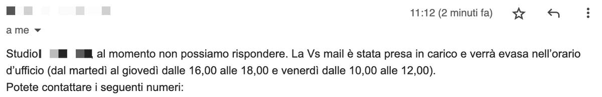 Non aver capito come funziona la posta elettronica. Mandi un autoresponder così: