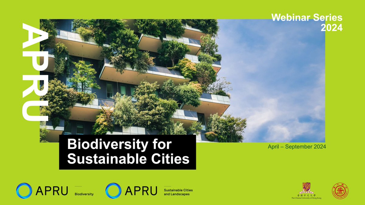 Sign up for next week's @CUHKofficial x @sjtu1896 #APRU Biodiversity for Sustainable Cities Webinar Series 2024 to learn about insights into ecosystem protection for urban sustainability. Time: 9-10:20am, Apr 9, 2024 (Shanghai, CST) More: apru.org/event/arpu-bio…