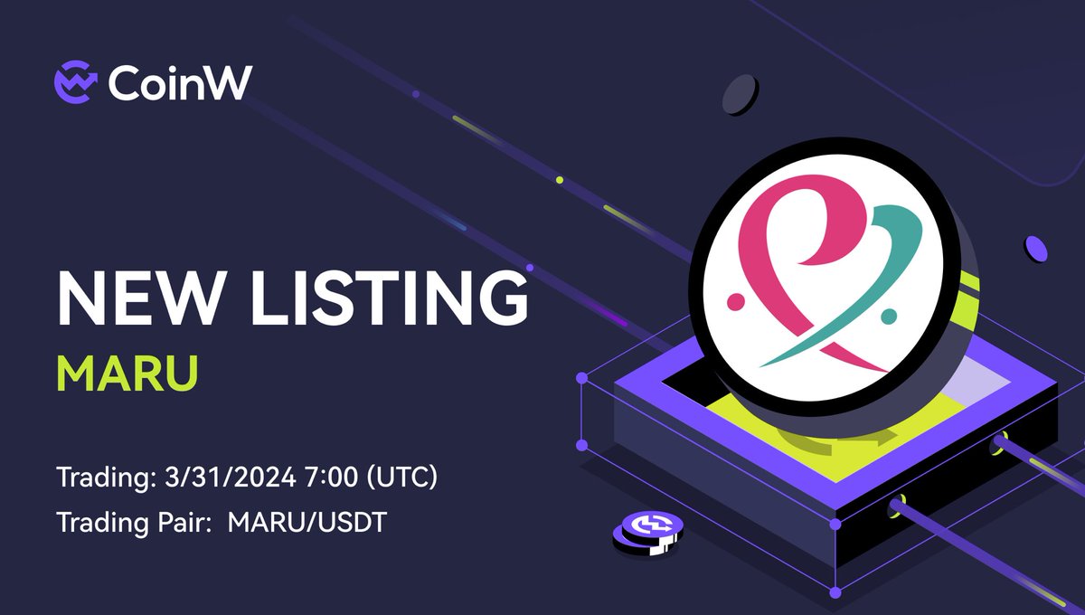🚨 #CoinW Listing Alert!

$MARU @marumaruNFT Has Been Listed on 31st March 2024, 7:00 UTC.

🔥 RT to unlock 1000 USDT: app.questn.com/quest/88755344… 🔥

🔸 Deposit: 30th March 2024, 7:00 UTC
🔸 Trading: 31st March 2024, 7:00 UTC
🔸 Withdraw: 31st March 2024, 7:00 UTC

📚 #marumaruNFT
