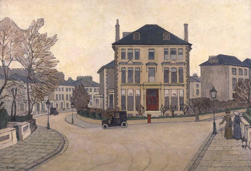 A House at Hampstead. Is that cherry blossom on the left? 🎨 Robert Polhill Bevan, 1917 #PaintingLondon