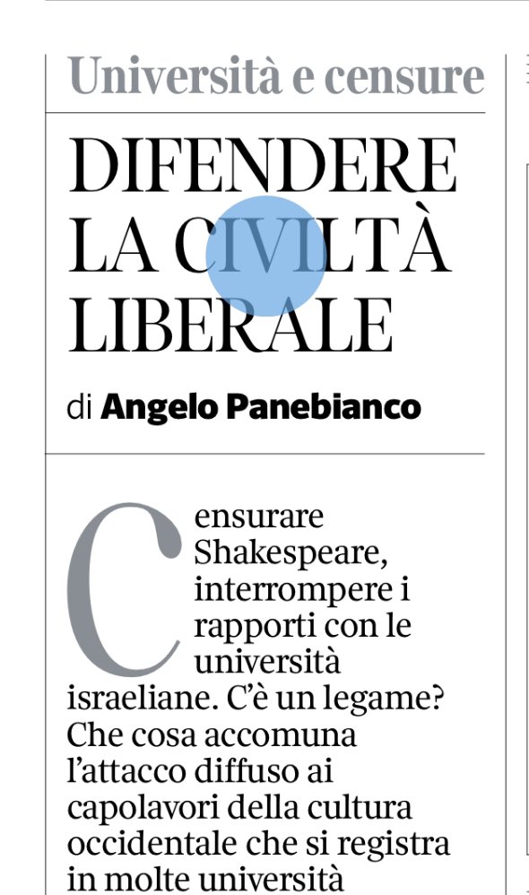 Sul @Corriere Panebianco descrive la “civiltà occidentale” come bene assoluto sotto attacco di minoranze rumorose. Ma se oggi i valori dell’Occidente sono “bene” il merito storico è di minoranze rumorose battutesi contro razzismo, colonialismo, antisemitismo (nati in Occidente)