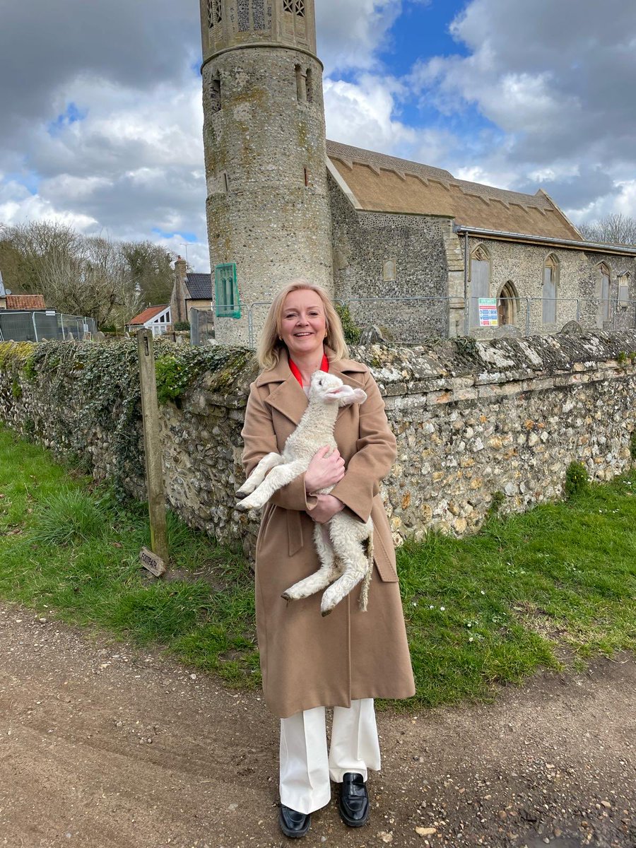 As long as you ignore the fact that: - the church is derelict - the footpath sign has fallen apart - the lamb is desperate to escape - black shoes don’t go with white trousers and a camel coat - the red blouse goes with neither this is the true meaning of Easter. Happy Easter!