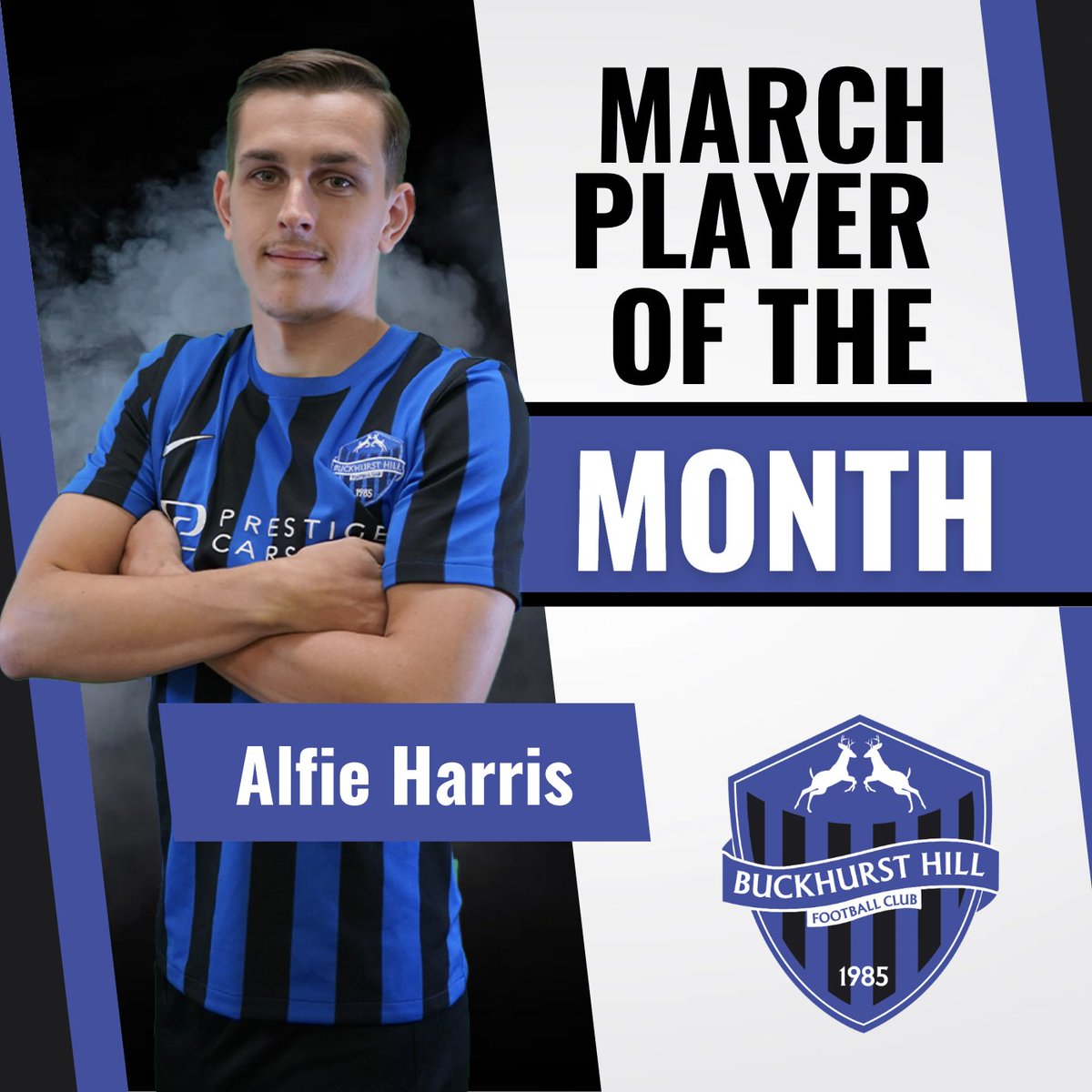 📢 PLAYER OF THE MONTH ⚫ 🔵 Congratulations to Alfie Harris for being named March's Player of the Month! ⚽ Alfie has been in exceptional form and fully deserves the accolade! Well done Alfie! #COYStags 🦌 #POTM