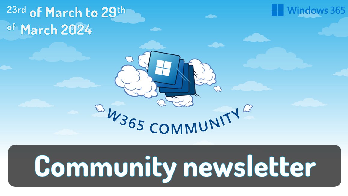🗞 Want to know what's new in the world of #Windows365 #CloudPC?

Check out this week's newsletter⤵️

👉 w365community.com/weekly-newslet…

👏 <a href="/rquickenden/">Rob Quickenden</a>