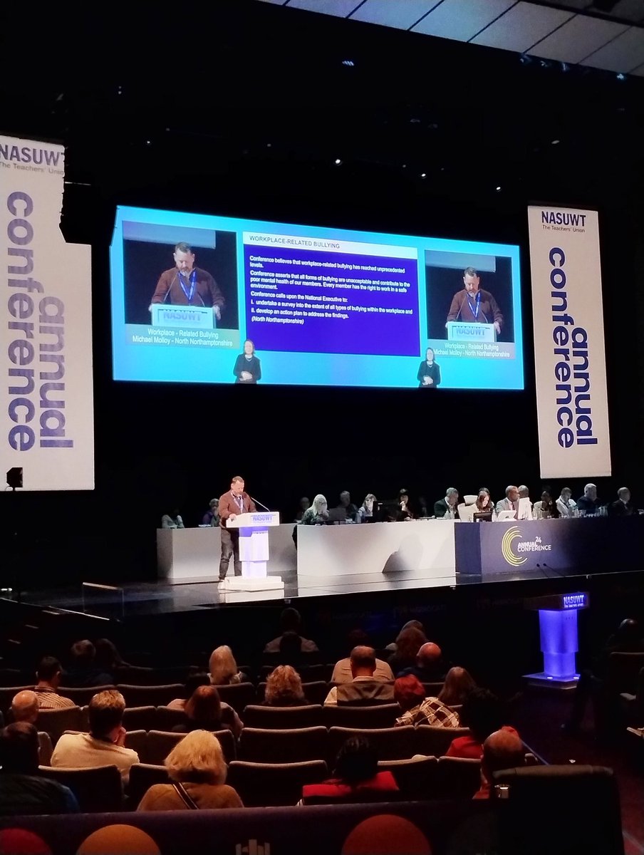 Michael challenges #nasuwt24 to hold a mirror up to the workplace bullies