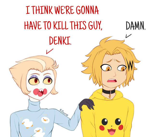 Apparently I just have a thing for silly blonde twinks xDDD 🍎&amp;⚡️
[PS: I just googled cute duck sweaters for Luci lol]
#HazbinHotelFanart #MyHeroAcademia