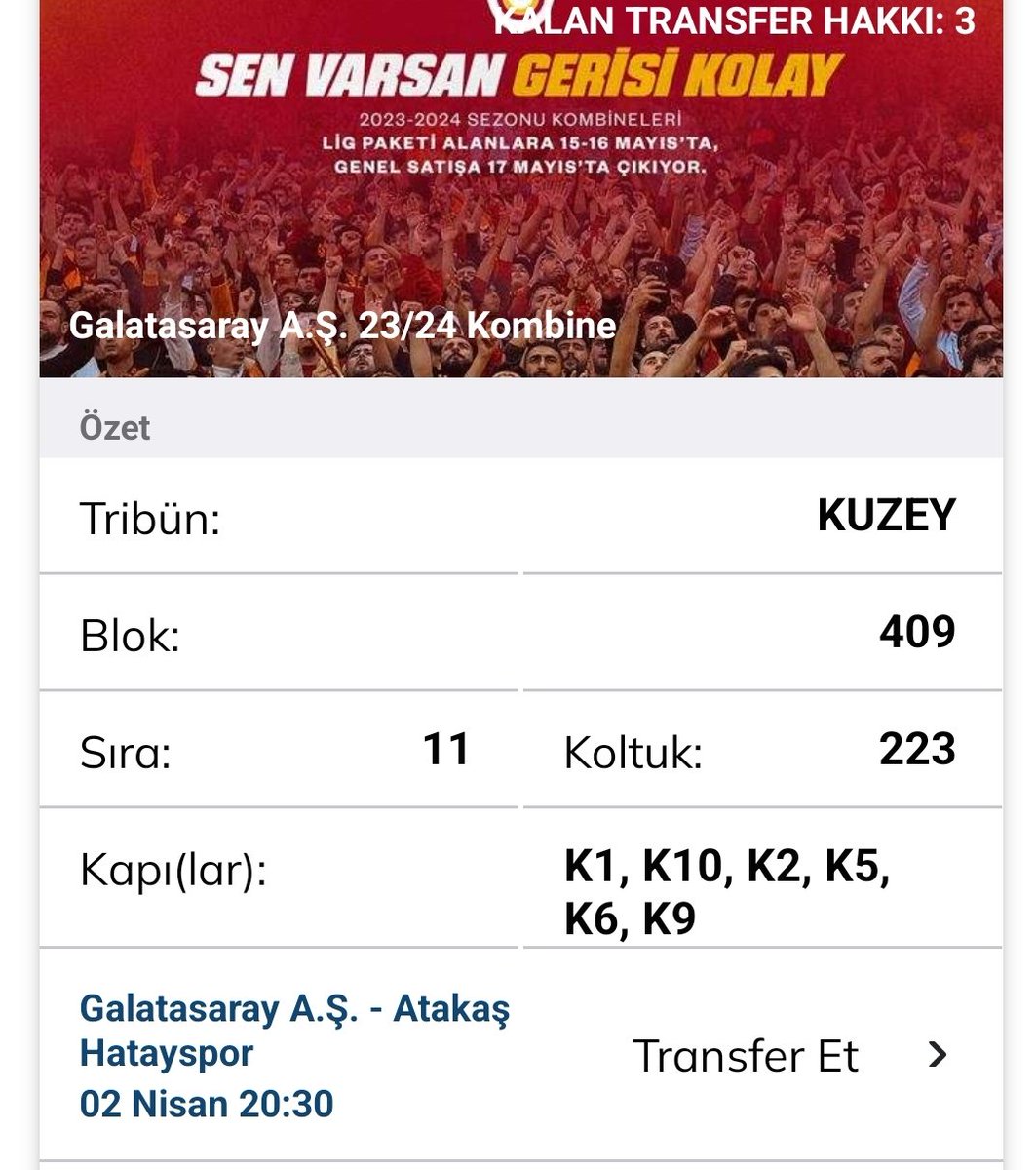 Galatasaray hatayspor maçına 2 adet yan yana bilet mevcuttur.💛❤️🦁 #biletarıyorum #biletdevret #biletdevir #biletvar #galatasaraybilet #galatasaraybiletdevir #galatasaraykombine #Galatasaray #GalatasaraylılarTakipleşiyor #galatasaraymaçı #biletarıyorum