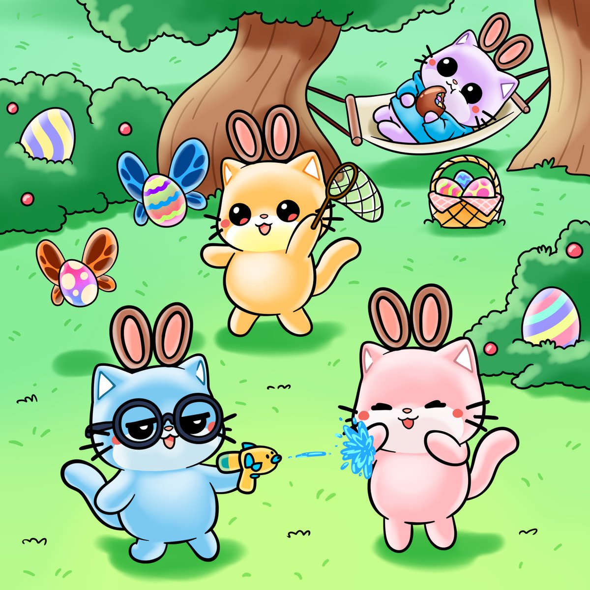 mochi_token's tweet photo. Happy Easter from $MOCHI 🐈🐣 https://t.co/KXY9Dj8U4K