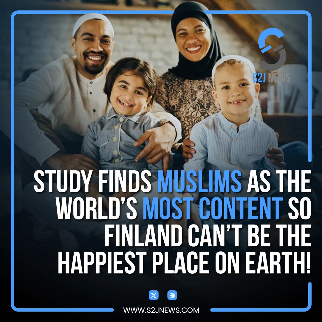s2jnews's tweet photo. Study Finds Muslims as the World’s Most Content so Finland can’t be the Happiest place on Earth!

Full Article Below:
https://t.co/uI4fxSGlSV https://t.co/0JmRpihOpt