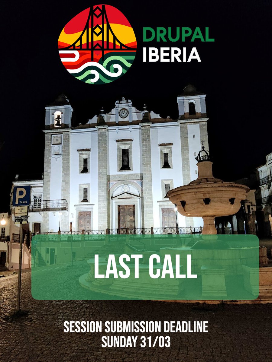 drupalportugal's tweet photo. 🇵🇹🇪🇸 Last day to submit your session to https://t.co/duAHP5m85J

Don't miss it ! https://t.co/M2elItXqhb