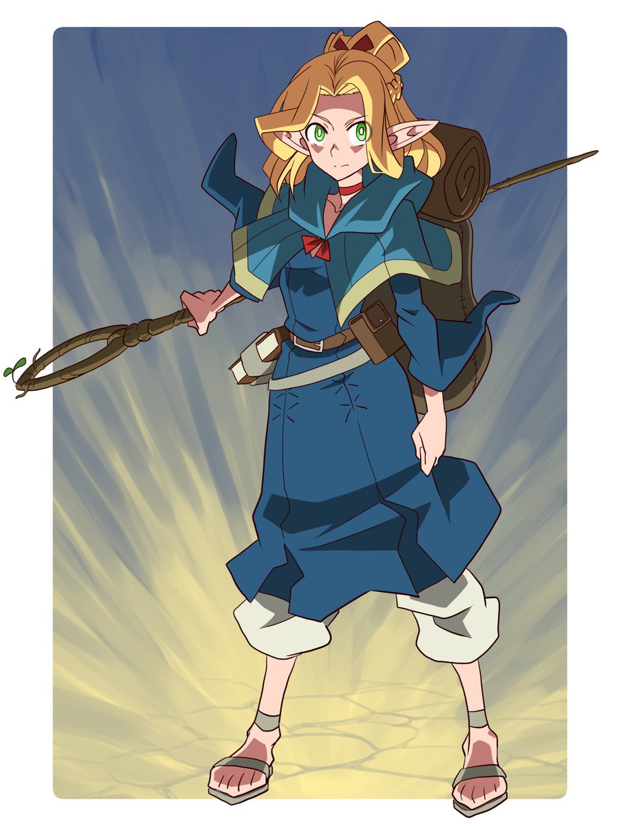 marcille donato 1girl solo long hair blonde hair holding standing green eyes  illustration images