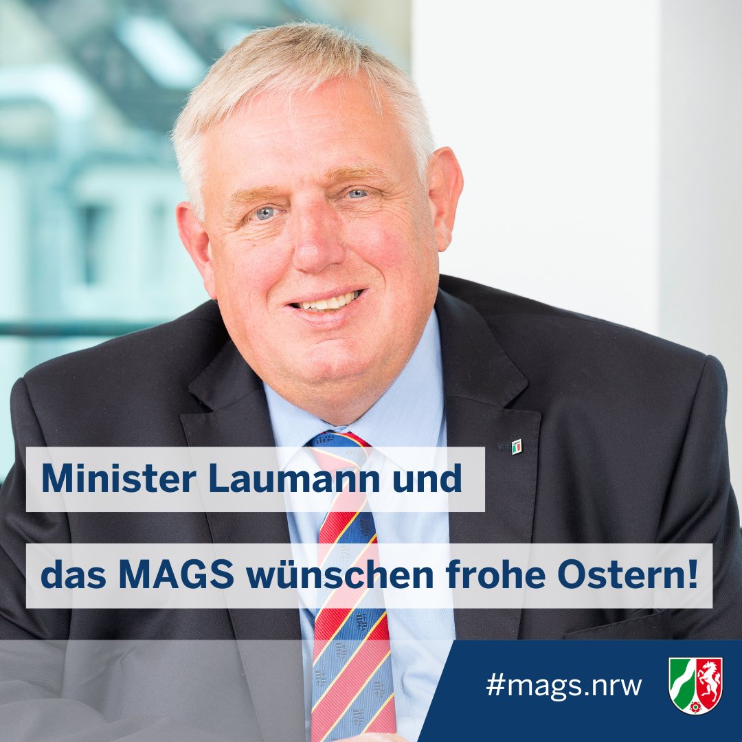 Frohe Ostern aus dem #MAGS! 🐣🌷 NRW-Minister Karl-Josef #Laumann sowie das gesamte MAGS wünschen eine erholsame #Osterzeit. #Ostern #Ostertage #NRW