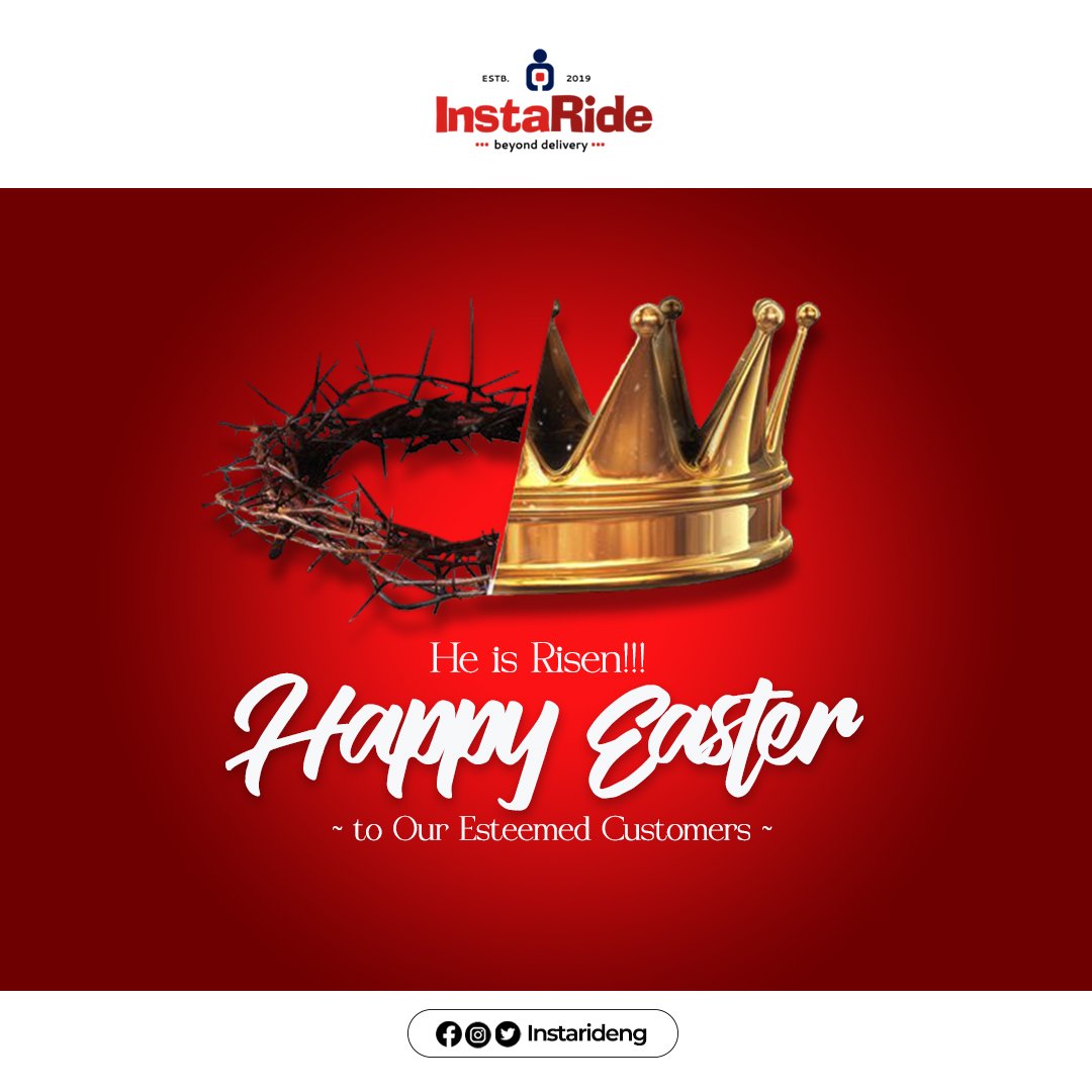 InstaRideNg's tweet photo. Happy Easter to Our Esteemed Customers!

As we celebrate the joyous occasion of Easter, we extend our warmest greetings and sincerest wishes to you and yours.

May this Easter bring you moments of happiness, peace, and reflection. 

#instarideng
#happyeaster
#esteemedcustomers https://t.co/YxwO567CSi