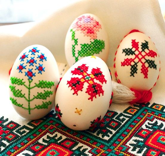 Cross-stitched eggs from Ukranian artist, Forostyuk Inna #womensart