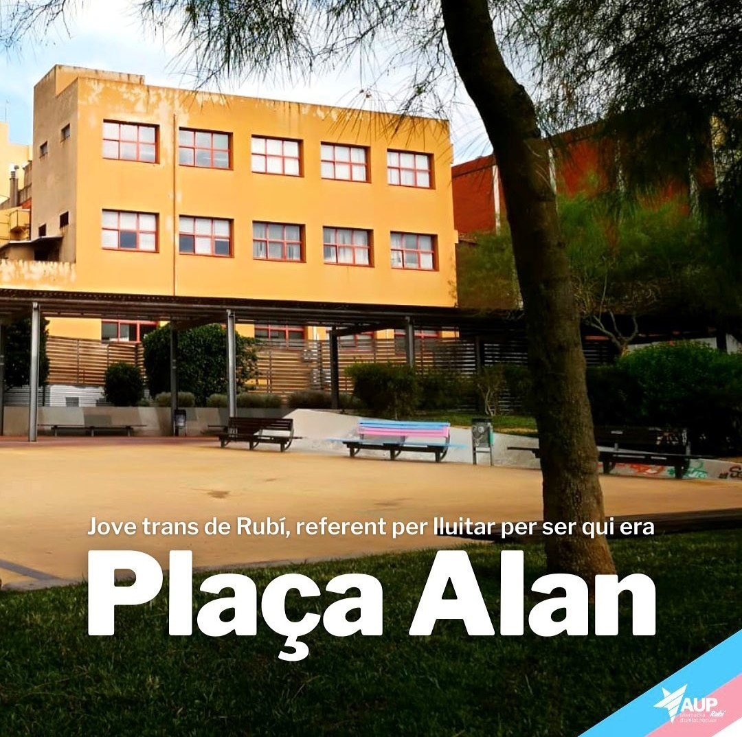 AUP_Rubi's tweet photo. Amb motiu del dia per a la Visibilitat Trans, a #rubicity recuperem i reivindiquem la memòria de l'Alan.

🏳️‍⚧️ Malgrat totes les resistències, seguim conquerint drets, transformem la realitat! https://t.co/f6jTSnNs4E