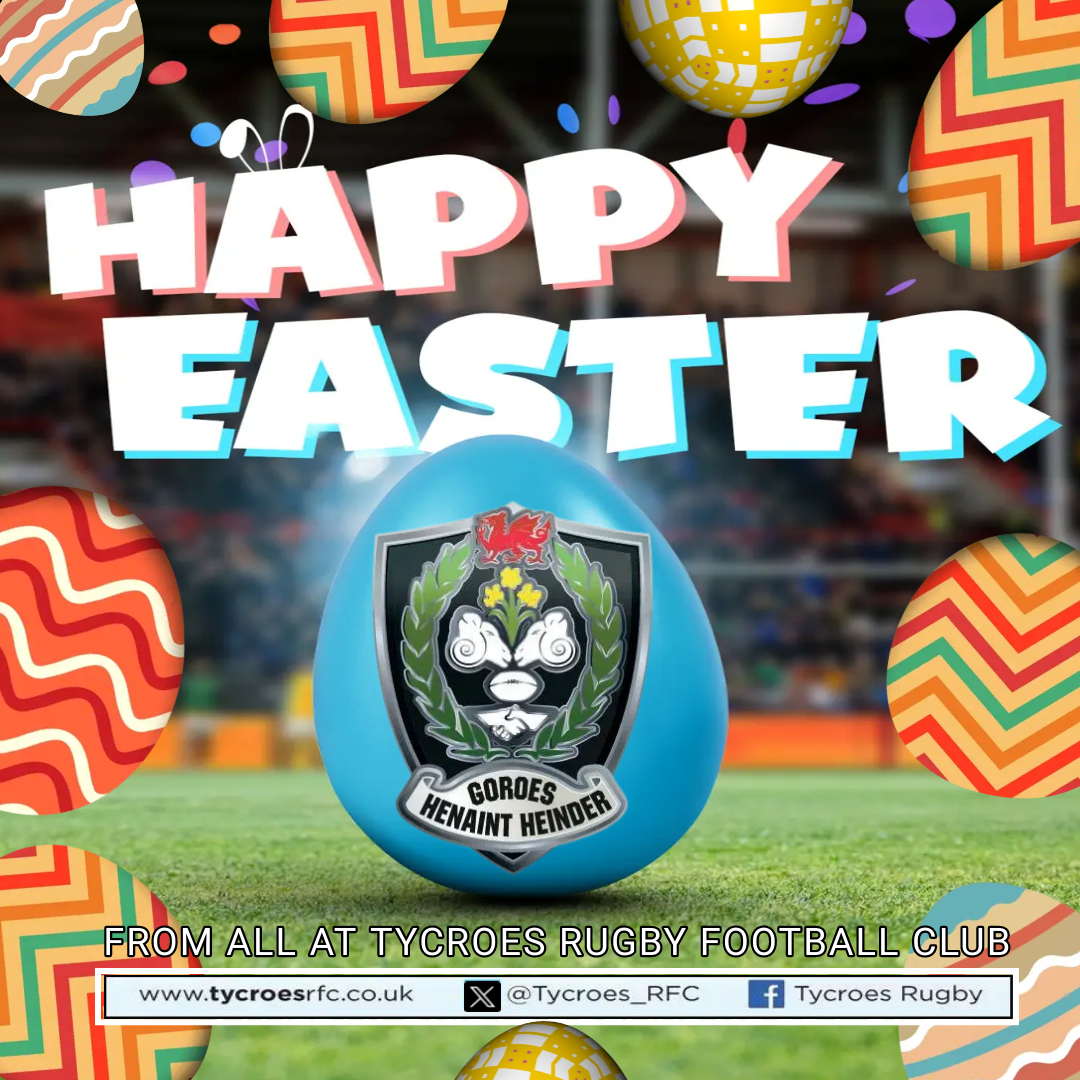 🐰𝗛𝗮𝗽𝗽𝘆 𝗘𝗮𝘀𝘁𝗲𝗿 🐣 𝗣𝗮𝘀𝗴 𝗛𝗮𝗽𝘂𝘀 🐰 Happy Easter from us all at Tycroes Rugby. Pasg Hapus i chi gyd 🏉 #HappyEaster | #PasgHapus | #BankHoliday | #Tycroes