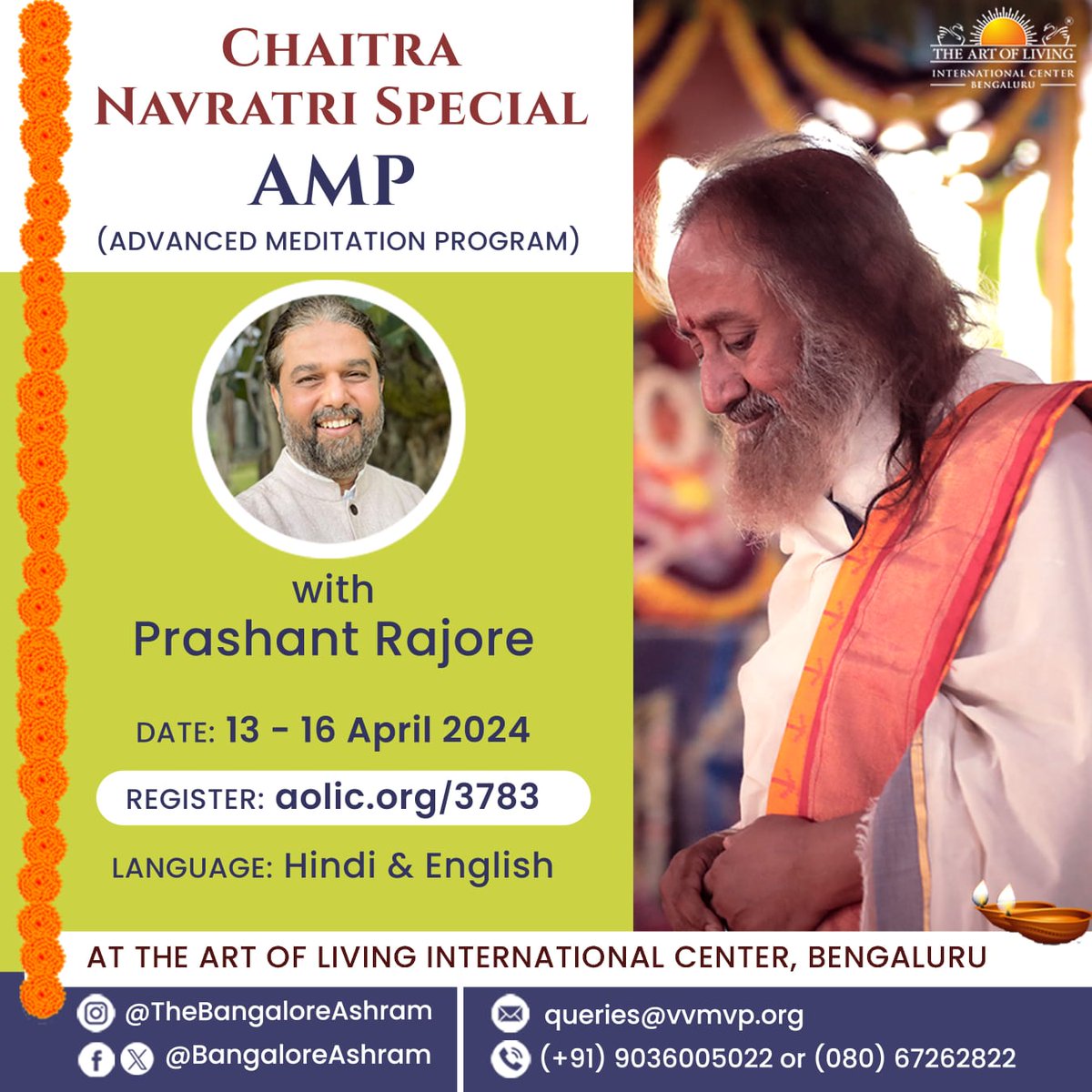 PRajoreofficial's tweet photo. 🌸🪔 Join us for a special *Advanced Meditation Program during Chaitra Navratri* at the serene Art of Living International Center, Bengaluru! 🫶🌼

Experience deep meditation, rejuvenation, and spiritual upliftment amidst the tranquil surroundings🌿🙏 
https://t.co/blTszkCKeA https://t.co/HT9kc3i1lv