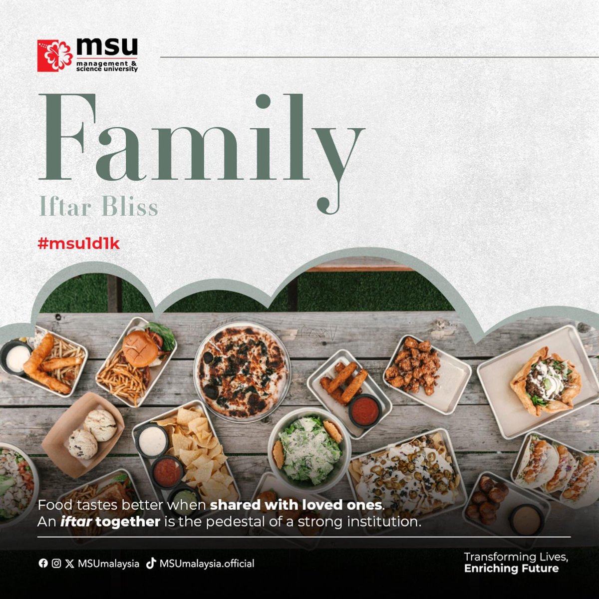 Do you remember the last time you had a great chat with your family over a nice meal? Let's embrace the happy moments of Iftar together with our family tonight.

#MSUmalaysia
#MSU1D1K
#MSUIhyaRamadan

#Repost @MSUmalaysia