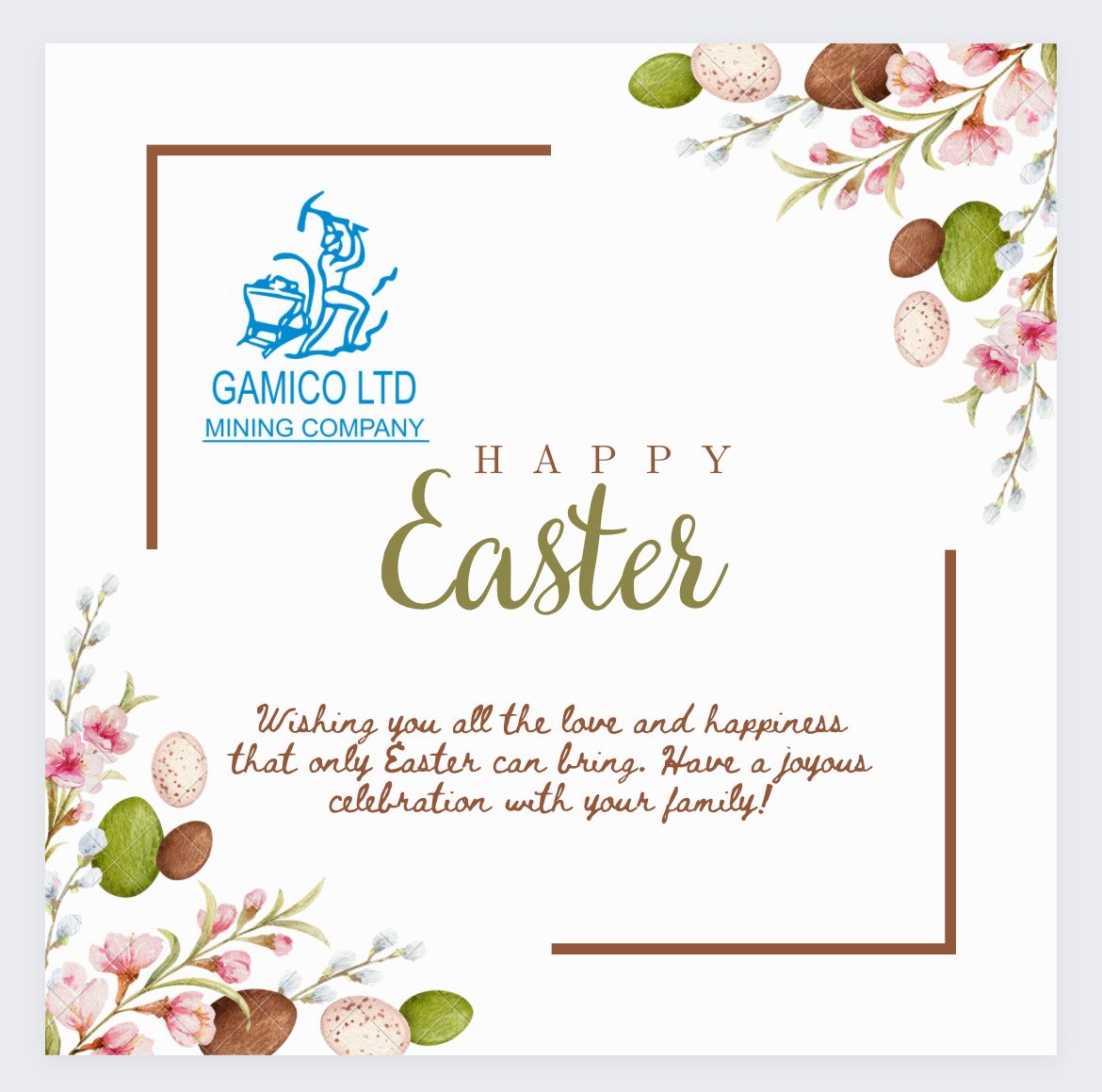 <a href="/GAMICO_LTD/">GAMICO - Mining Company</a> wishes all stakeholders a Happy Easter! <a href="/RwandaMinesB/">Rwanda Mines, Petroleum and Gas Board</a> <a href="/rwandamining/">Rwanda Mining Ass.</a> <a href="/CityofKigali/">City of Kigali</a> <a href="/Nyarugenge/">Nyarugenge District</a> <a href="/KigaliSector/">Kigali Sector</a> <a href="/RewuRwanda/">Rwanda Extractive Industry Workers Union</a> <a href="/RwandaWiamo/">Rwanda Women In&And Mining Organization (WIAMO)</a> <a href="/Alliance_Musoni/">Alliance  Musoni</a> <a href="/AngelMutabaruka/">Mutabaruka Angeli</a> <a href="/EvodeImena/">Evode Imena</a> <a href="/MeBernardNsanz/">Me Bernard Nsanzimana</a>