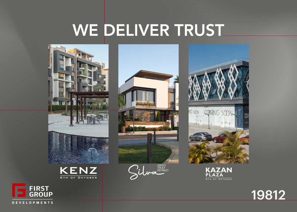 FirstGroupEgypt's tweet image. We always think about innovation, upgrading, and securing your tomorrow. We provide you with Silva, Kenz, and Kazan Plaza.

First Group | We Deliver Trust
#FirstGroup #We_Deliver_Trust #Silva #Kenz #KazanPlaza