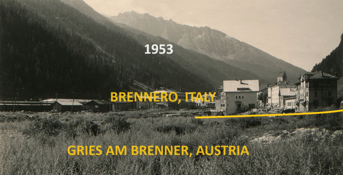 🇦🇹 Blick nach Süden auf den Ort Brennero/Brenner im Sommer 1953. 🇮🇹 Il Brennero fotografato dall'Austria nell'estate del 1953. #Brenner #Brennero #Austria #Italy #Border #Riigipiir #Confine #国境 #边界 #Granica #Grenze #Fronteira #Frontière #Σύνορα #Кордон #Граница #Mpaka