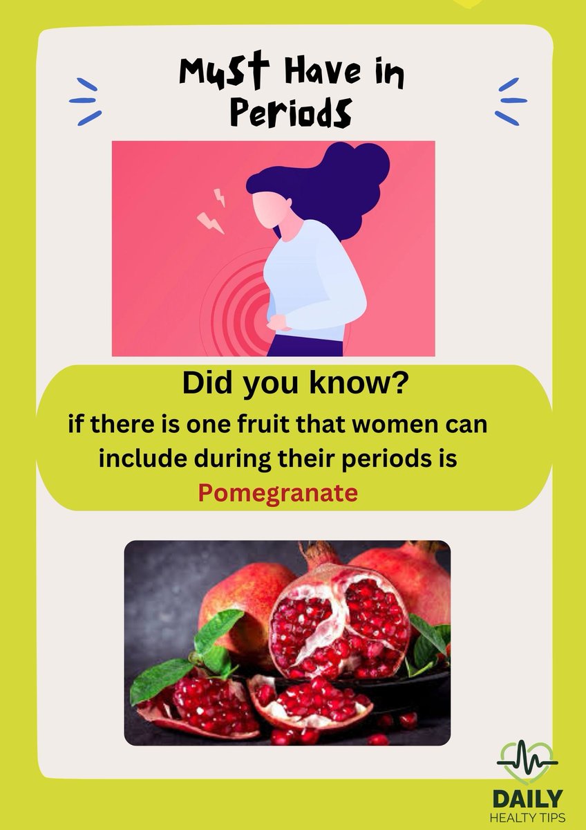 Pomegranate should be included during menstruation due to its cooling properties and medicinal benefits for conditions such as low appetite, poor blood circulation, liver heat, rashes, and other heat-related issues.
#periodsHealth