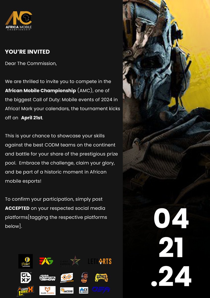 ACCEPTED 

<a href="/MobileChamps_AF/">Africa Mobile Championship</a> @click_gaming <a href="/acegamers_espGG/">Ace Gamers Esports</a> <a href="/gamernationggwp/">gamernationggwp</a> <a href="/GLXYCODM/">GLXY COD Mobile</a> <a href="/DarkeSportsAs/">Dark eSports Association</a> <a href="/ESLCODM/">ESL COD: Mobile</a> <a href="/Icychiller54/">Icychiller 🔜 PPG VEGAS</a> <a href="/CoDMobileSports/">COD Mobile Esports News</a> <a href="/CalinoCalebson/">Calebson |¦ Ace Gamers🎮🇬🇭</a> @itzzCali <a href="/IgorLanex/">LaneX 🔥</a>  <a href="/esportsGhana/">ESPORTS GHANA</a>  <a href="/kise_talks/">KiseTalks</a>  <a href="/vgaesportshow/">VGA ESPORTS</a>  @ghanaesportsfed  <a href="/letiarts/">Leti Arts</a>