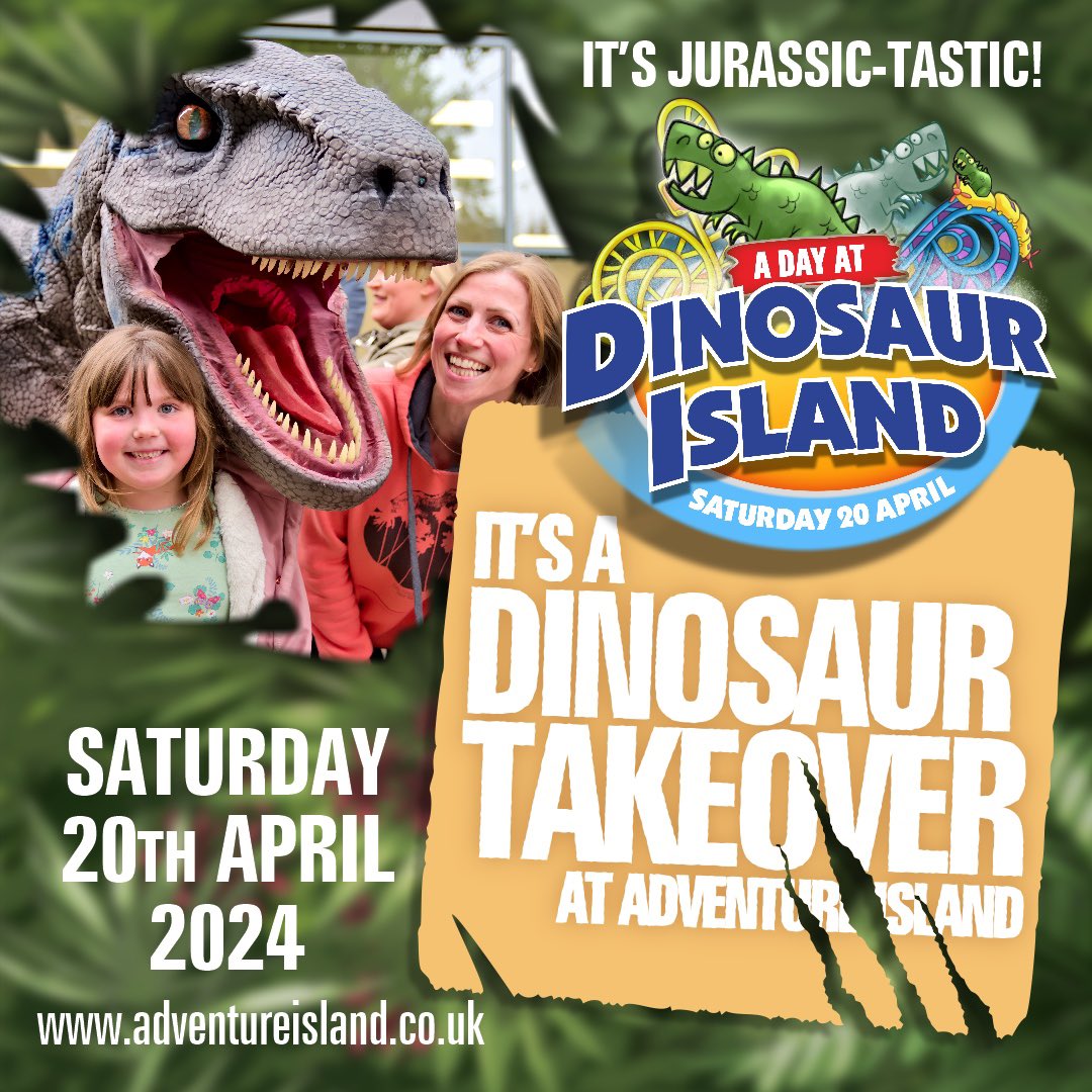 Join us for a Dinosaur Takeover 🦖 Here’s what to expect: 12.00pm – Baby Dinosaurs 12.45pm – Velociraptor 13.30pm – Triceratops 14.15pm – T-Rex 15.15pm – Velociraptor 16.00pm – Triceratops 16.45pm – T-Rex 17.30pm – Baby Dinosaurs No booking required. Just come along!