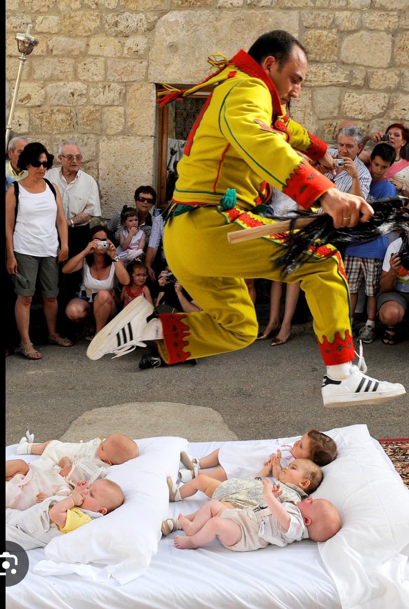 bbboatclub's tweet photo. The best Easter celebration is the Spanish baby jumping festival, where a fella dresses up as the devil and absorbs the original sin of an infant through the soles of his feet https://t.co/kRiEXUT0N7