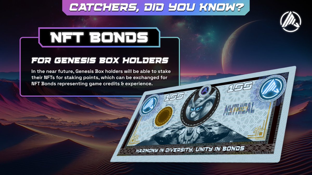 spacecatch_io's tweet photo. #Catchers, 𝗱𝗶𝗱 𝘆𝗼𝘂 𝗸𝗻𝗼𝘄 👀?

#ComingSoon 🔒Genesis Box holders will unlock the ability to stake their NFTs for staking points, redeemable for NFT Bonds!

📲 These bonds grant #SpaceCatch game bonuses like credits & XP, and self-destruct post-use, ensuring deflation.

#NFTStaking #CryptoGames #Gaming