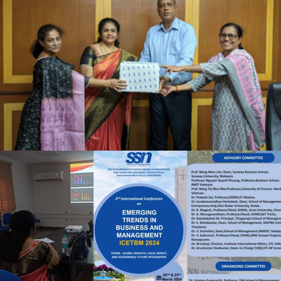 drsaikumari's tweet photo. Had a wonderful time as Session chair in the 2nd International conference at SSN , 23rd March 2024. 
Special note of thanks to Dr.Kavitha! https://t.co/8BFWAQeENV