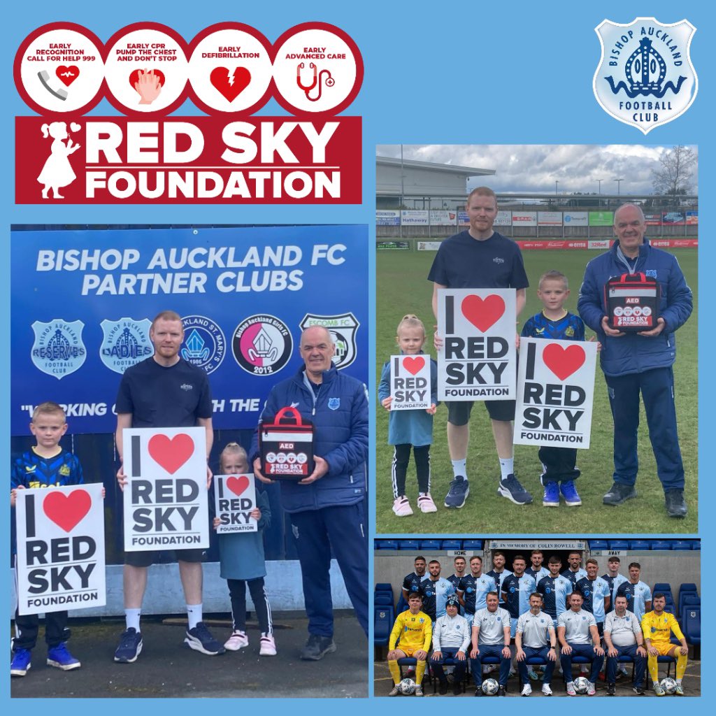 We go again… Bishop Auckland you’re next up!!! Our Easter deliveries rolled in to The VEST Construction Stadium by our brilliant supporter James Raine from ‘The North East Non League Show’ handing over another Red Sky life saving defib and lockable cabinet.