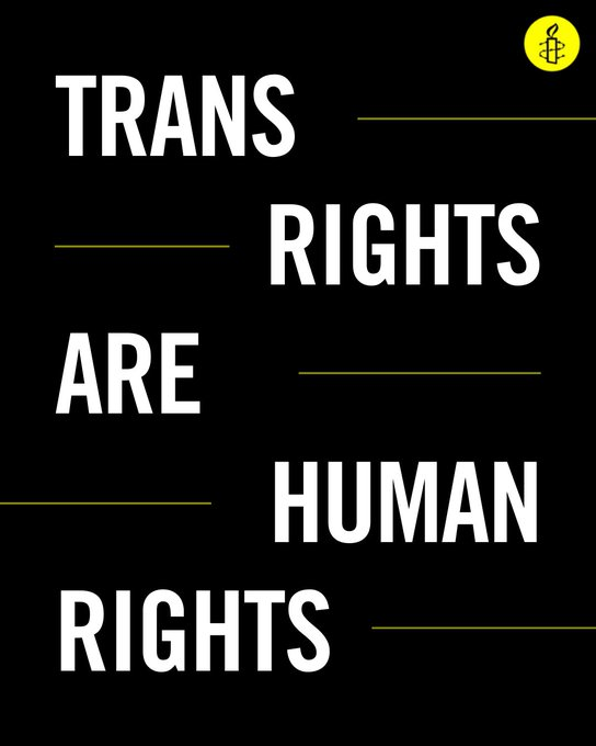Today is the International Day of Transgender Visibility. 

#Transgenders
#TransgenderDayofVisibility
#TDOV
#TransgenderRights
#TransgenderAwareness
#AmnestyInternational
#TDOV2024
#TransgenderDayofVisibility2024
#InternationalDayofTransgenderVisibility2024