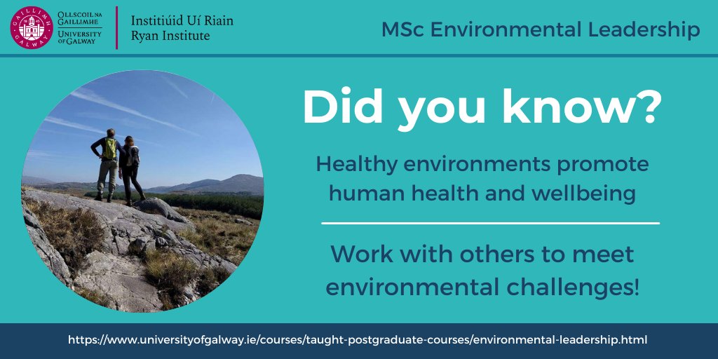 🌳 Do you consider yourself a potential leader in the #environmental space? Now is your time to start a dynamic career in Environmental #Leadership Enrol now to join the leaders of tomorrow! Online applications 👉 tinyurl.com/hbuulstk @RyanInstitute @uniofgalway