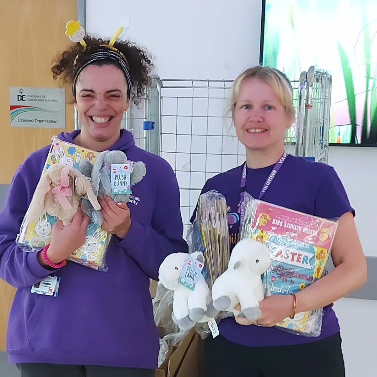 Happy Easter 🐣 🐇 Thank you for supporting us to bring some egg-citement this Easter @Leeds_Childrens @_VictoriaCentre and Leeds Motorcycle and MOT Centre. 💜 #workingtogether @LeedsHospitals