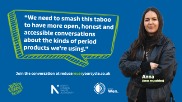 “We need to smash this taboo,” says Anna, one of our sustainable period champions. 📣 💪 Join the conversation about reusable period products on our website. Get access to resources like FAQs, a savings calculator and teacher training workshops. 💻 reducereuseyourcycle.co.uk